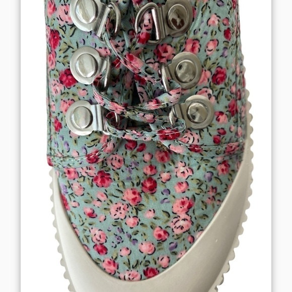 Jeffrey Campbell B2School Blue
Floral Fabric Platform Lace
Up Lug Sole Size 8 - Picture 9 of 11